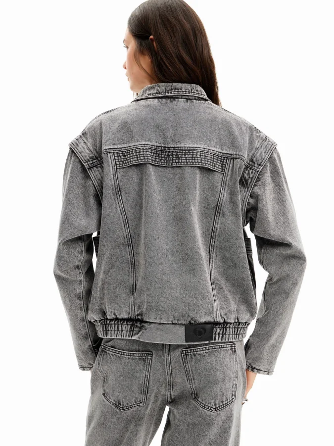 Denim detachable sleeve jacket 2