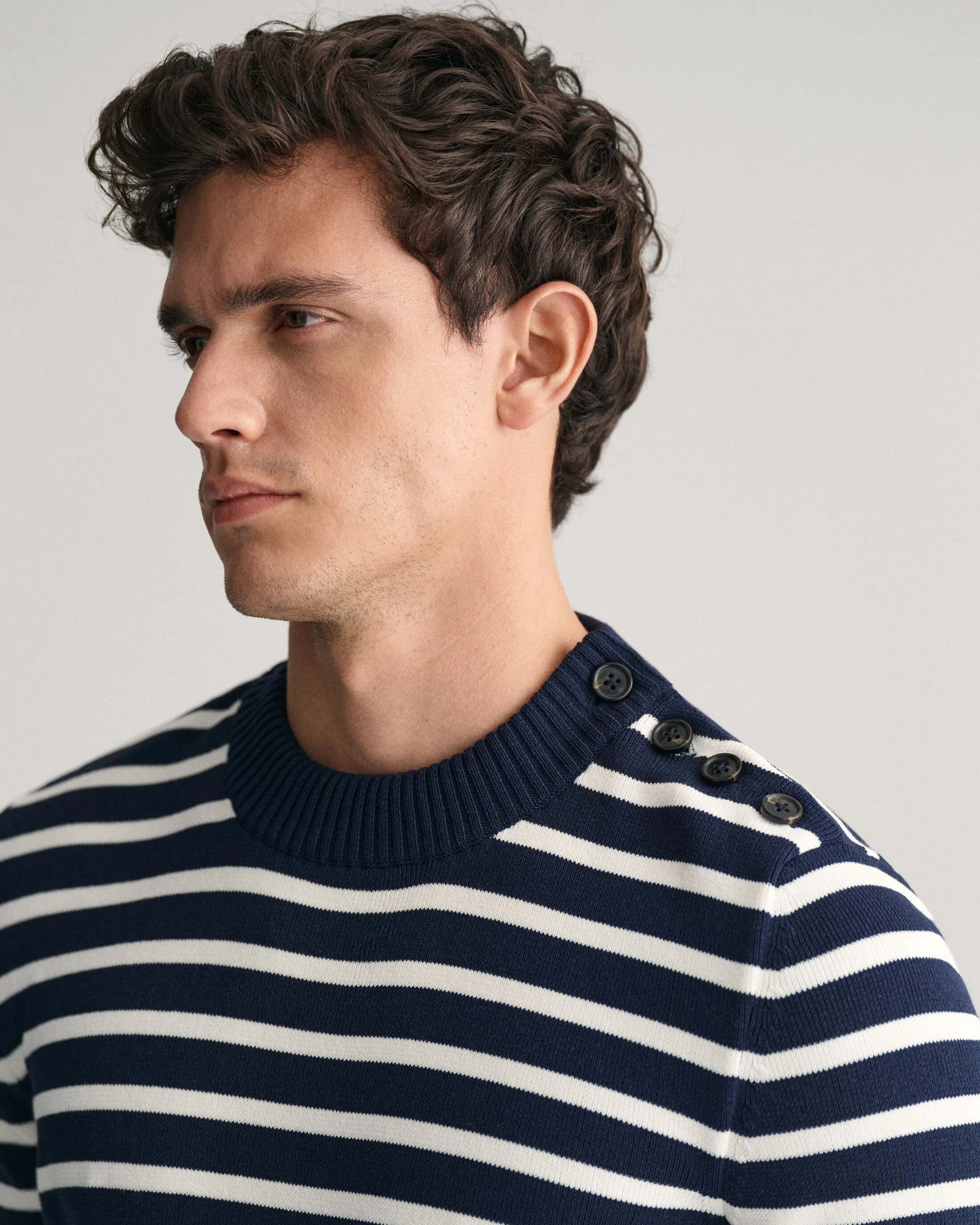 Gant - BRETON STRIPED BUTTONED C-NECK Gant - BRETON STRIPED BUTTONED C-NECK