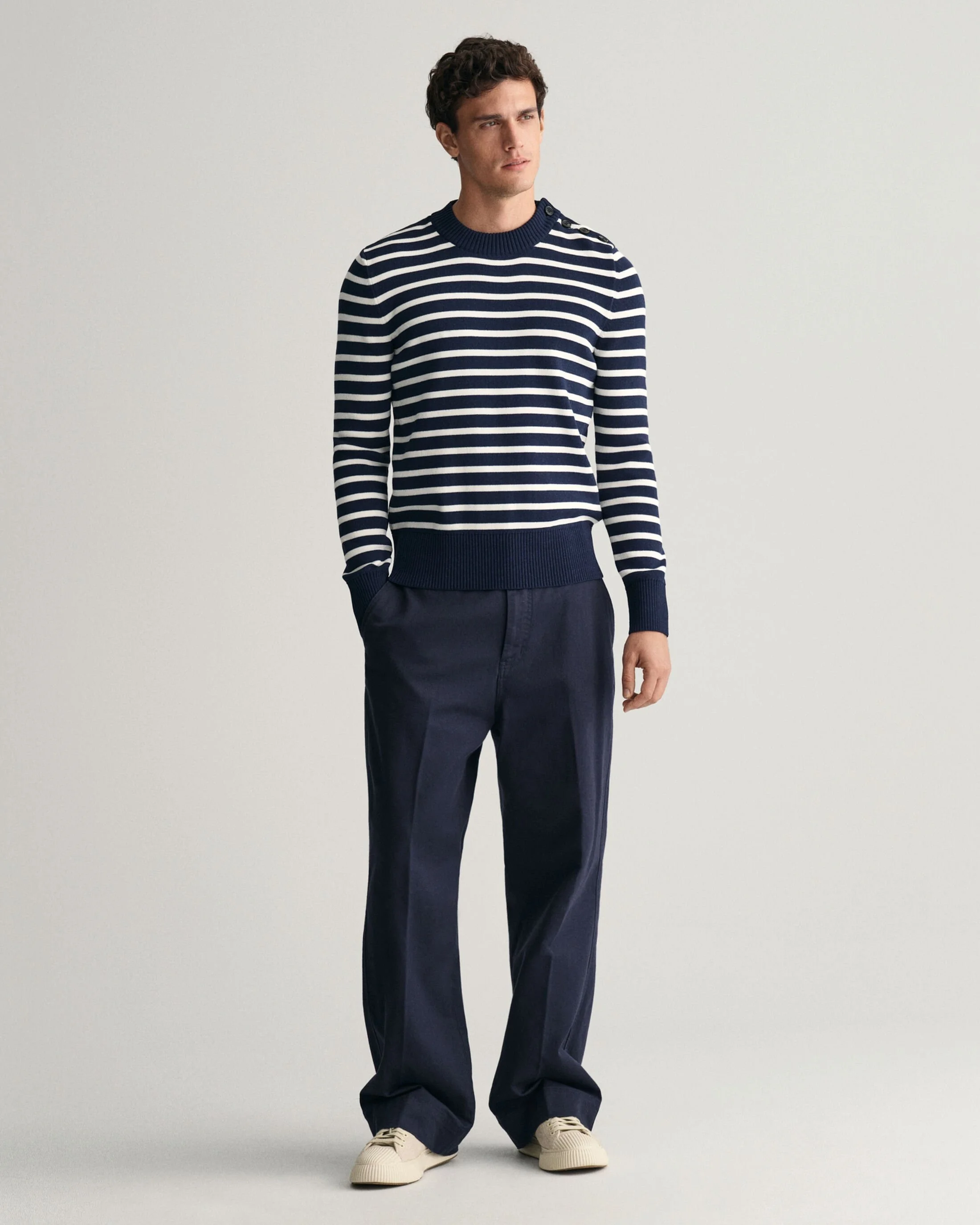 Gant - BRETON STRIPED BUTTONED C-NECK Gant - BRETON STRIPED BUTTONED C-NECK