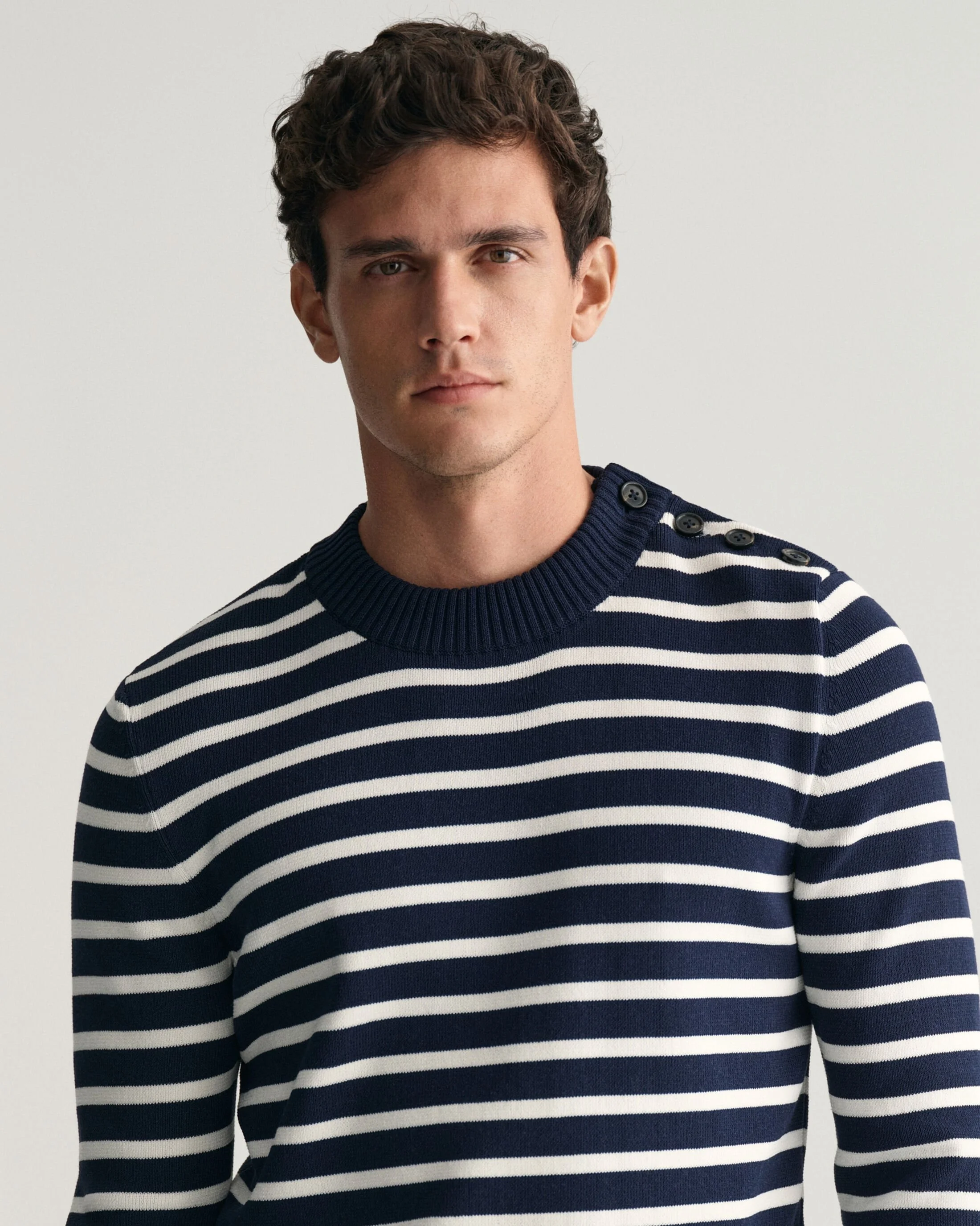 Gant - BRETON STRIPED BUTTONED C-NECK Gant - BRETON STRIPED BUTTONED C-NECK