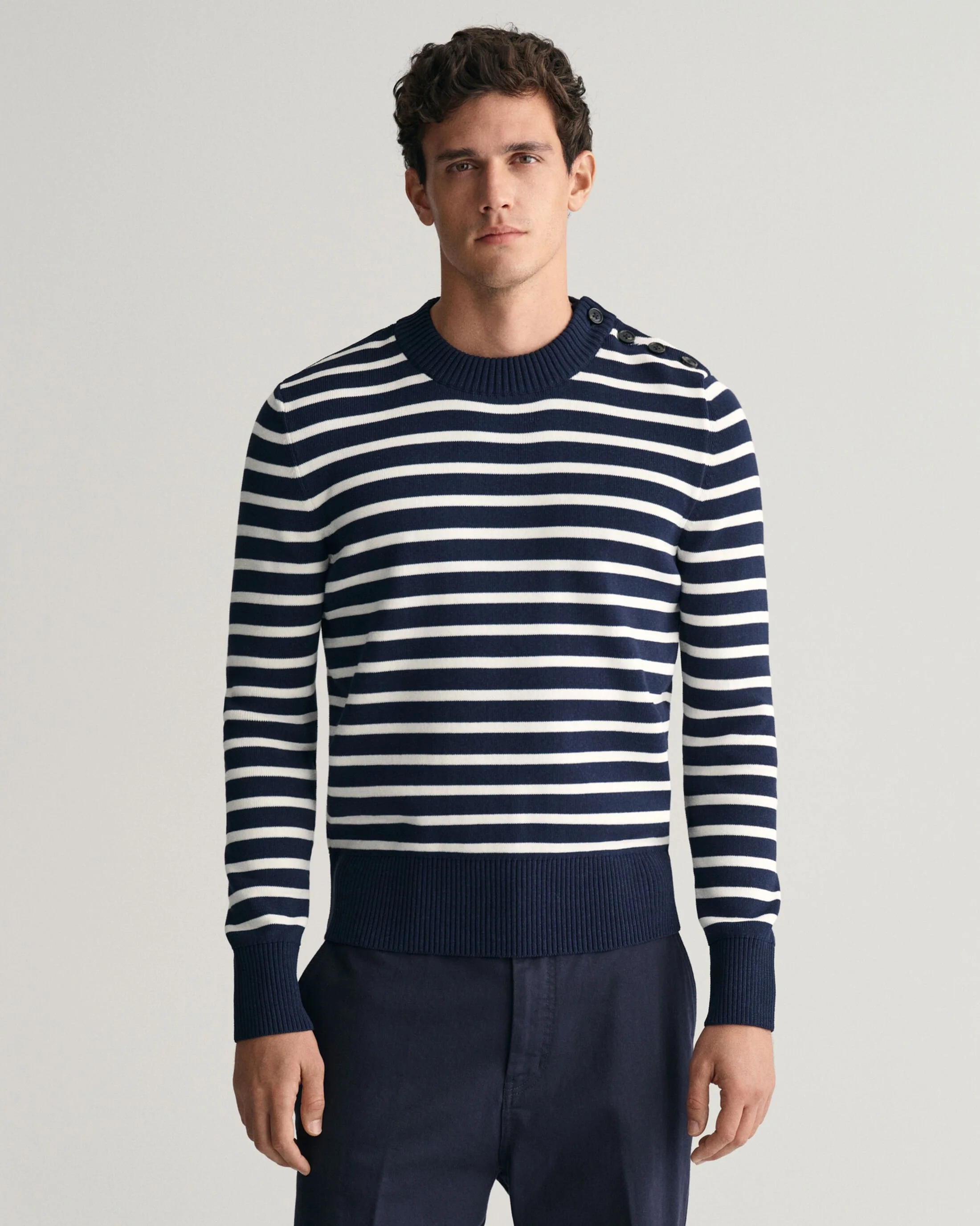 Gant - BRETON STRIPED BUTTONED C-NECK Gant - BRETON STRIPED BUTTONED C-NECK