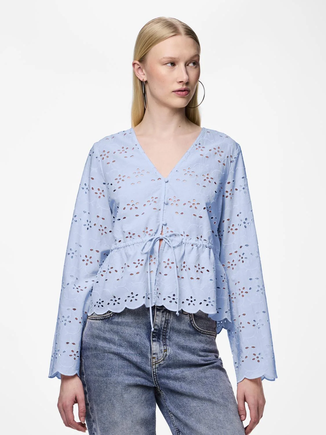 Pieces - PCARMORINE LS EMBRODERI TIE TOP Pieces - PCARMORINE LS EMBRODERI TIE TOP