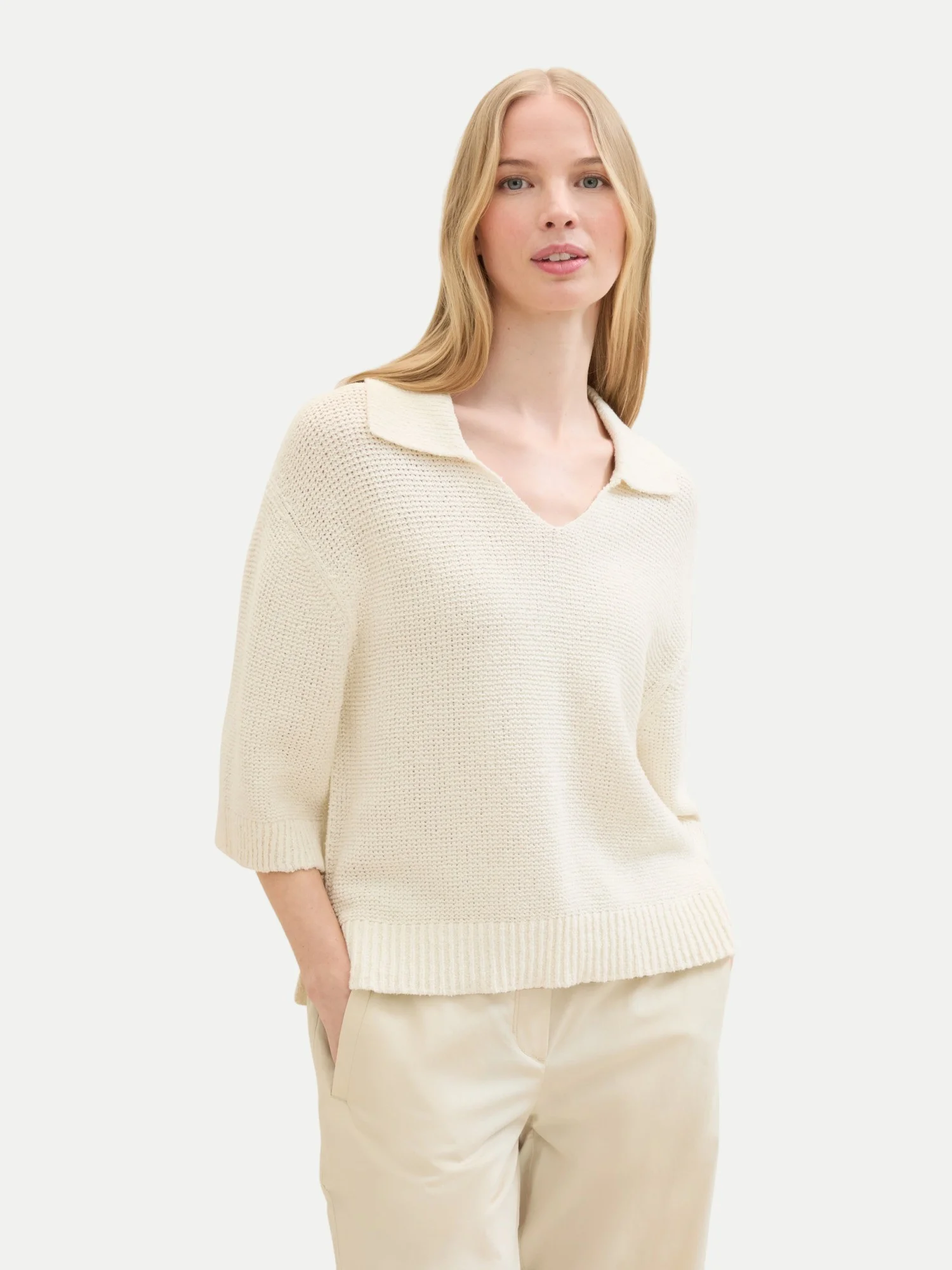 Tom Tailor - KNIT PULLOVER WITH COLLAR Tom Tailor - KNIT PULLOVER WITH COLLAR