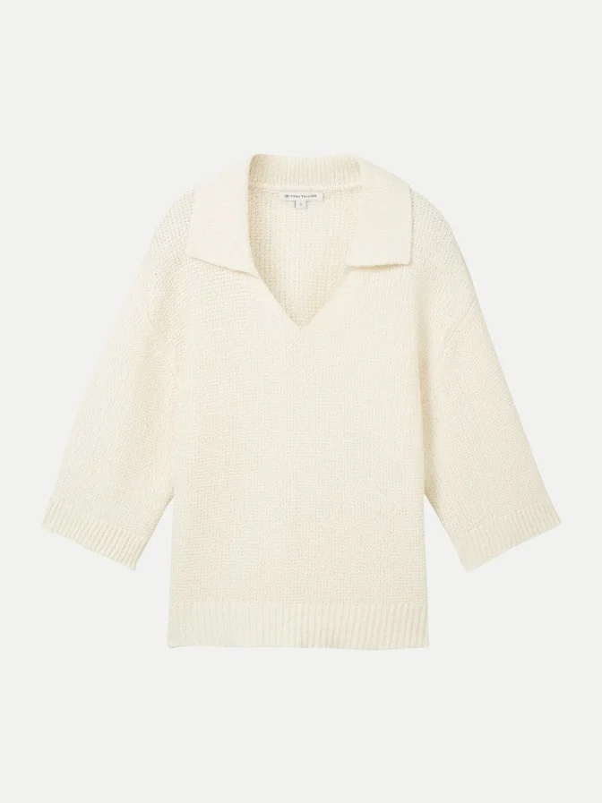 Tom Tailor - KNIT PULLOVER WITH COLLAR Tom Tailor - KNIT PULLOVER WITH COLLAR