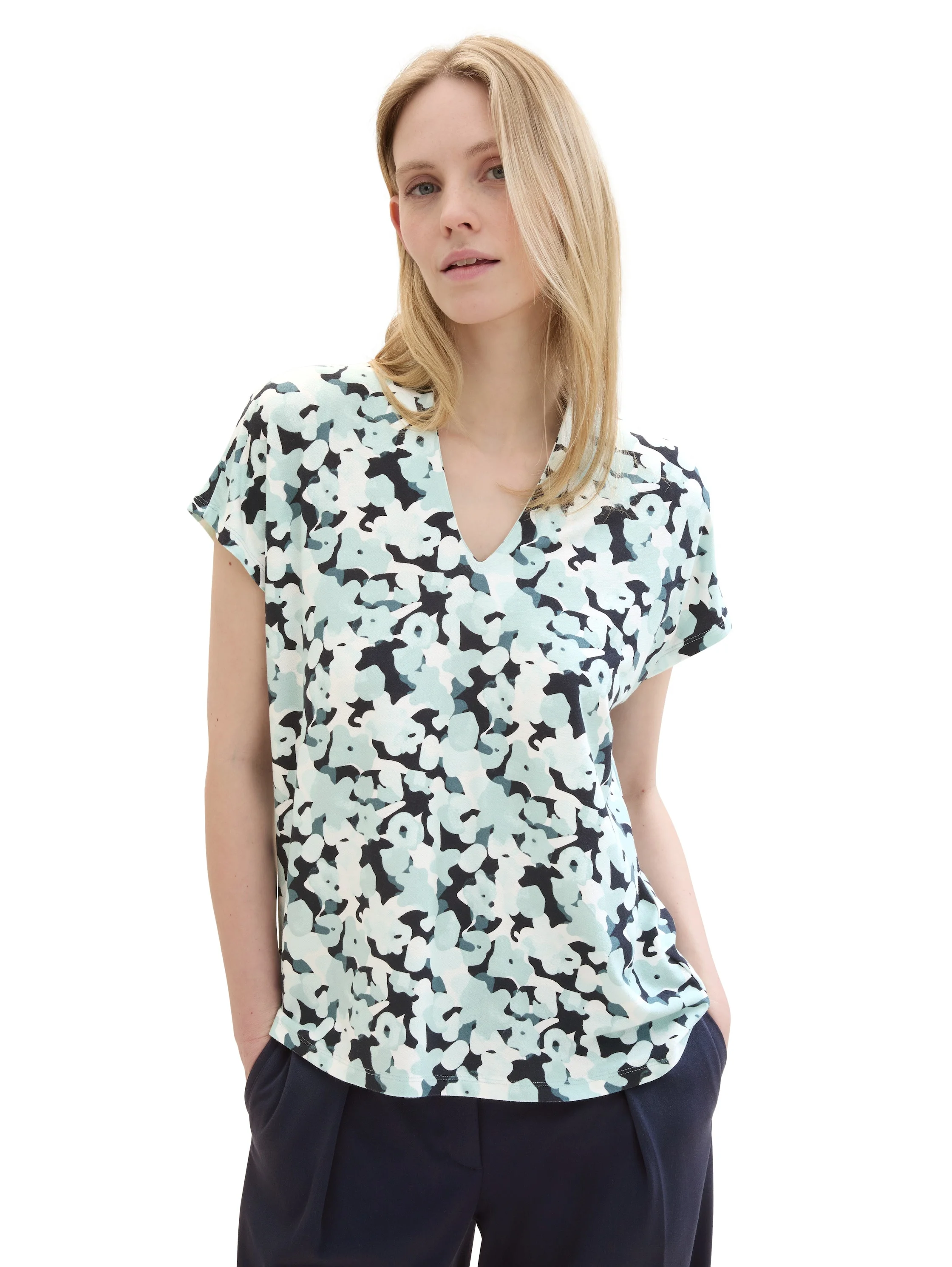 Tom Tailor - T-SHIRT CREPE V-NECK Tom Tailor - T-SHIRT CREPE V-NECK