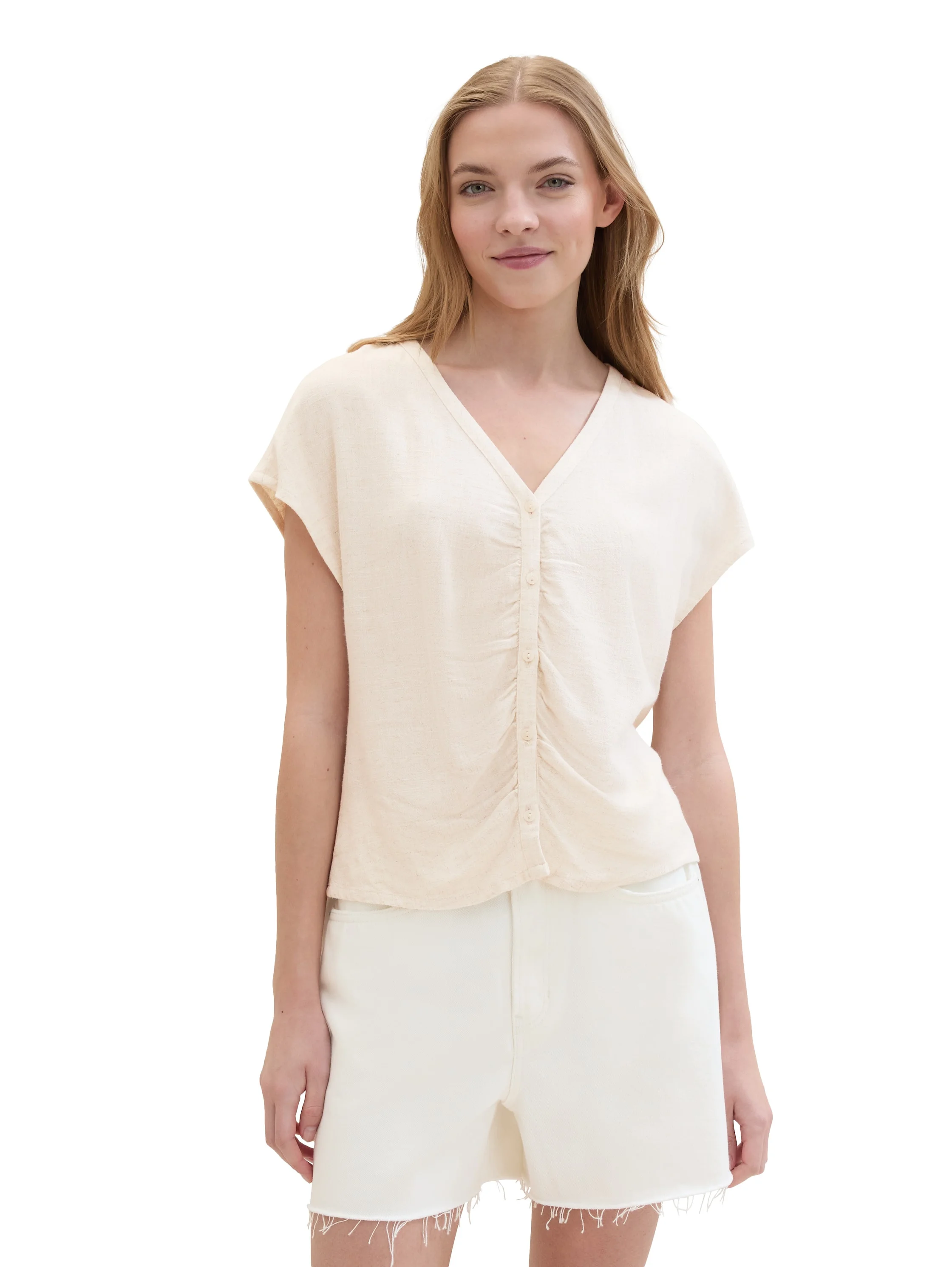 Tom Tailor - V-NECK BLOUSE WITH BUTTONS Tom Tailor - V-NECK BLOUSE WITH BUTTONS