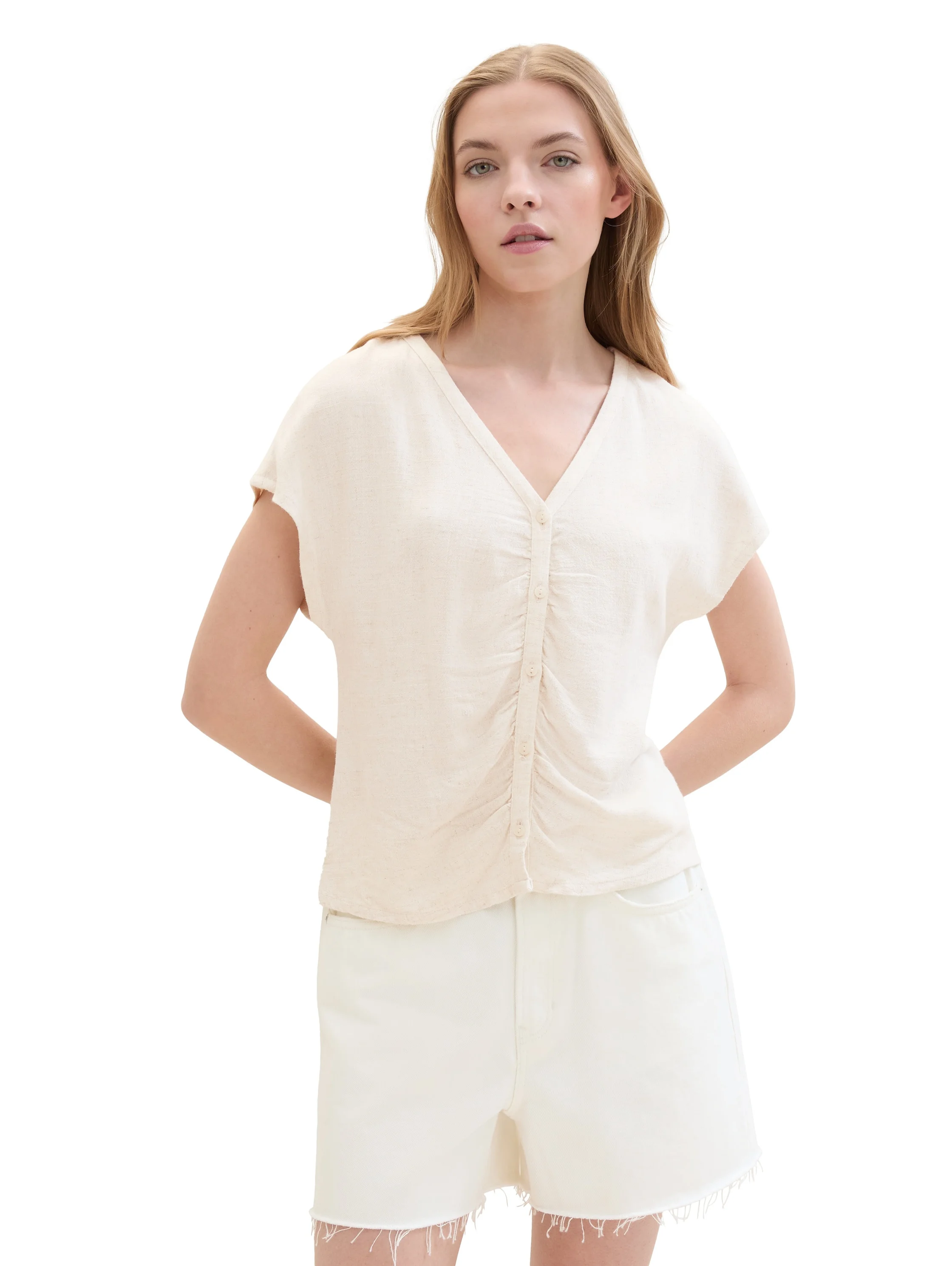 Tom Tailor - V-NECK BLOUSE WITH BUTTONS Tom Tailor - V-NECK BLOUSE WITH BUTTONS