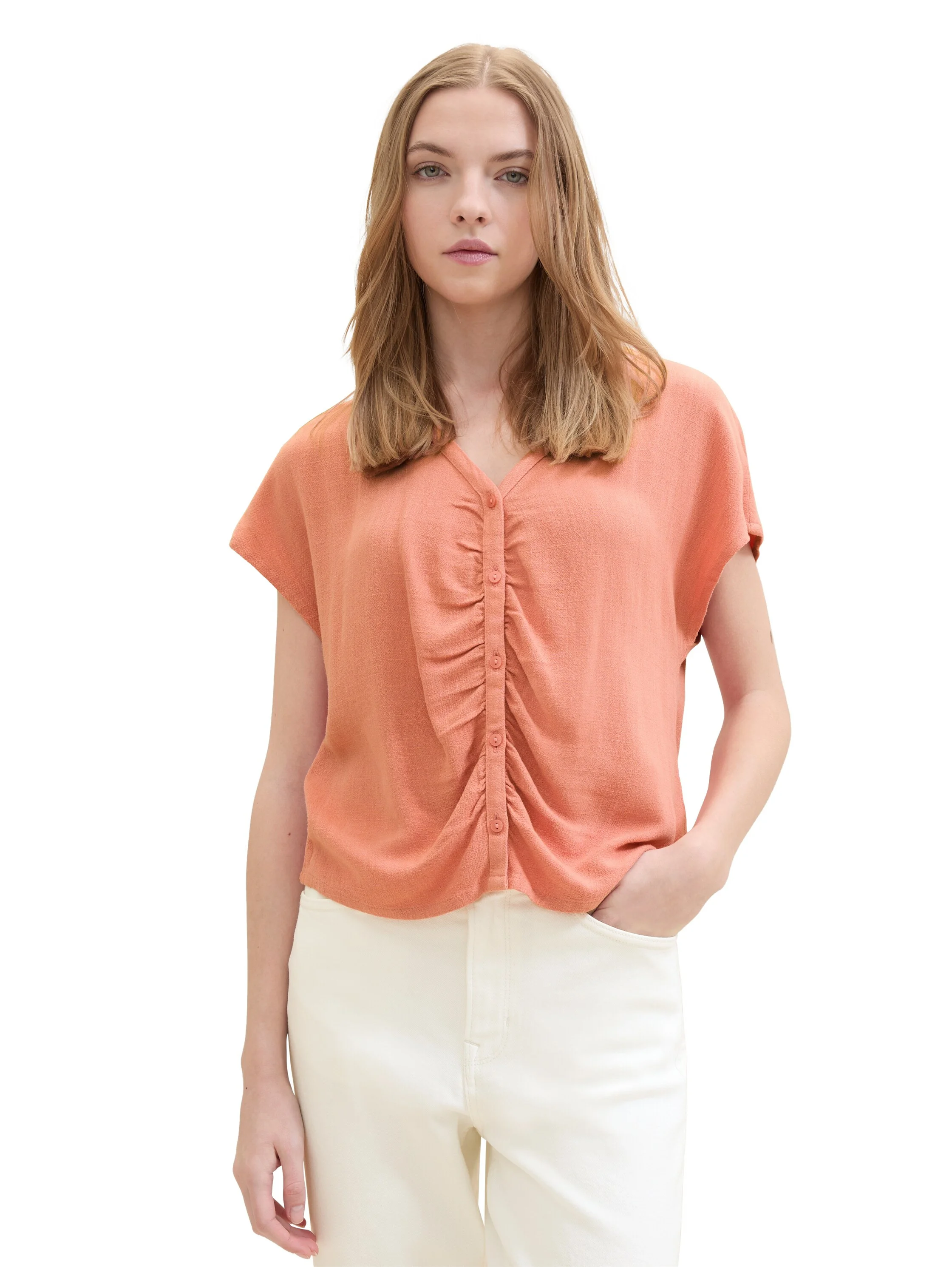 Tom Tailor - V-NECK BLOUSE WITH BUTTONS Tom Tailor - V-NECK BLOUSE WITH BUTTONS