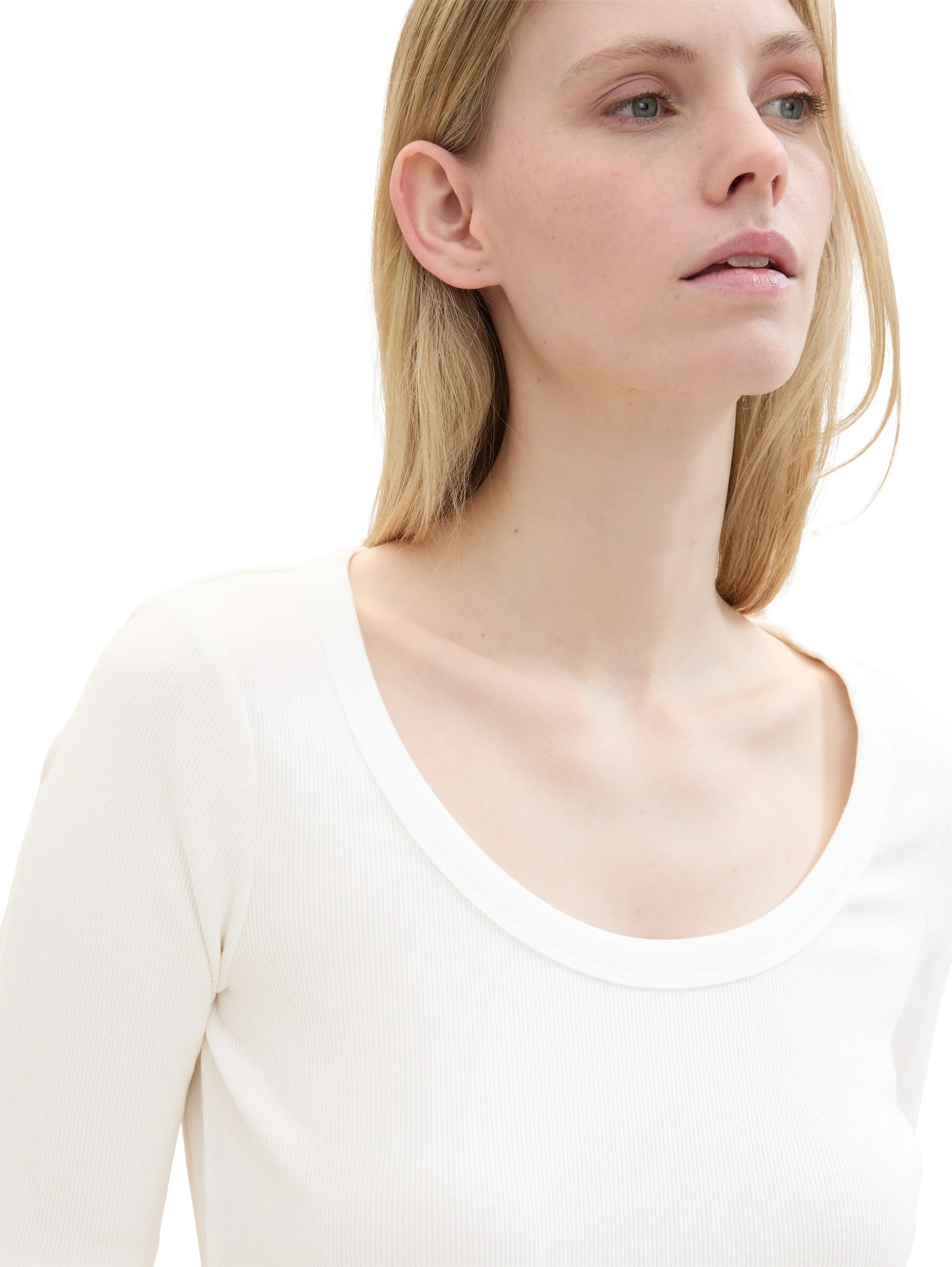 Tom Tailor - T-SHIRT RIB WIDE CREW NECK Tom Tailor - T-SHIRT RIB WIDE CREW NECK
