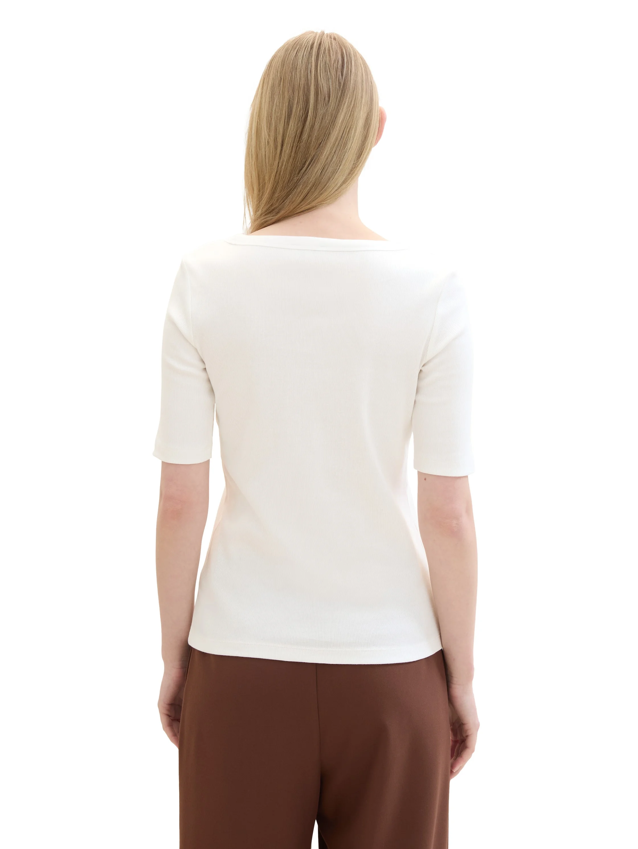 Tom Tailor - T-SHIRT RIB WIDE CREW NECK Tom Tailor - T-SHIRT RIB WIDE CREW NECK