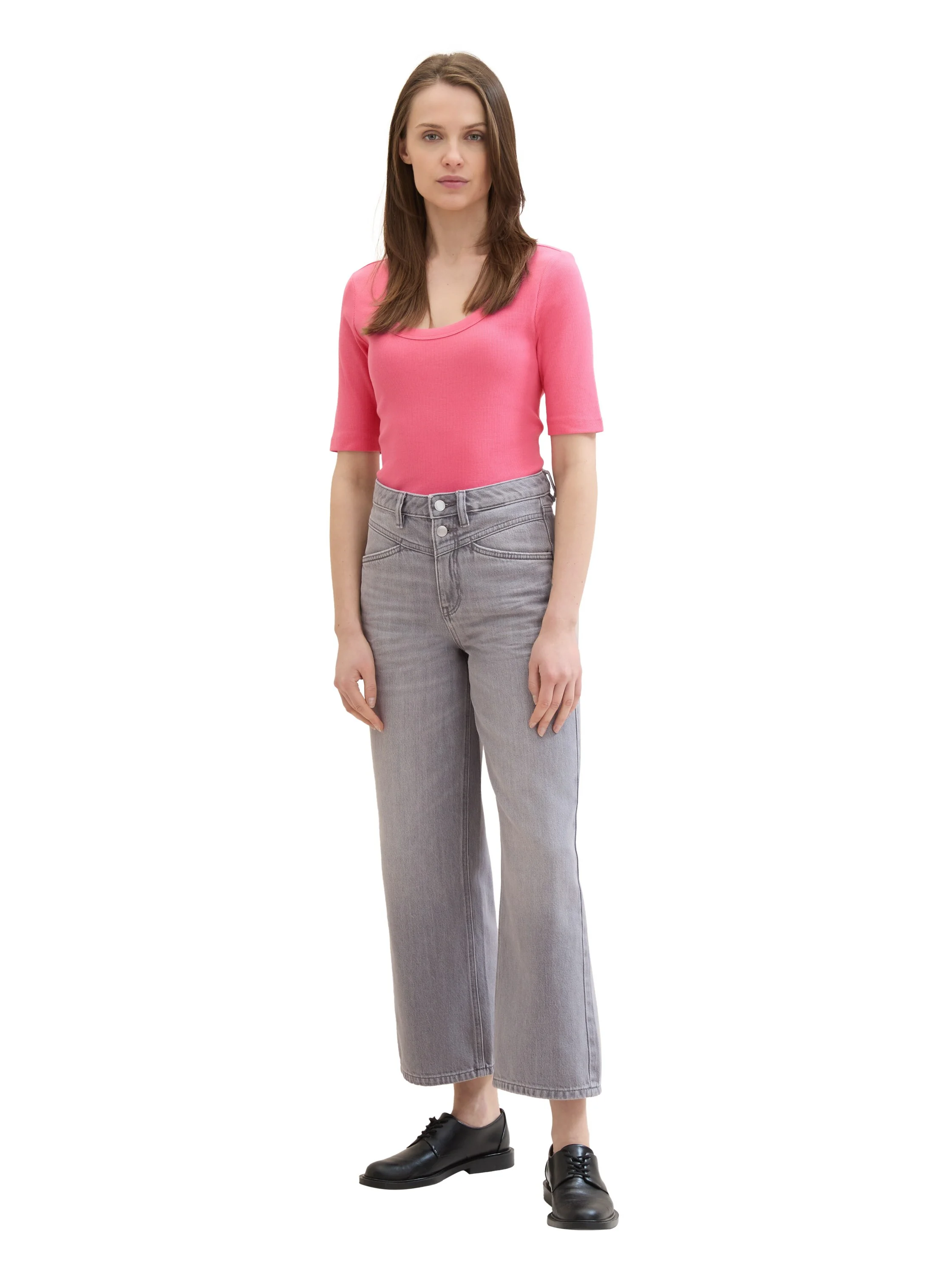 Tom Tailor - T-SHIRT RIB WIDE CREW NECK Tom Tailor - T-SHIRT RIB WIDE CREW NECK