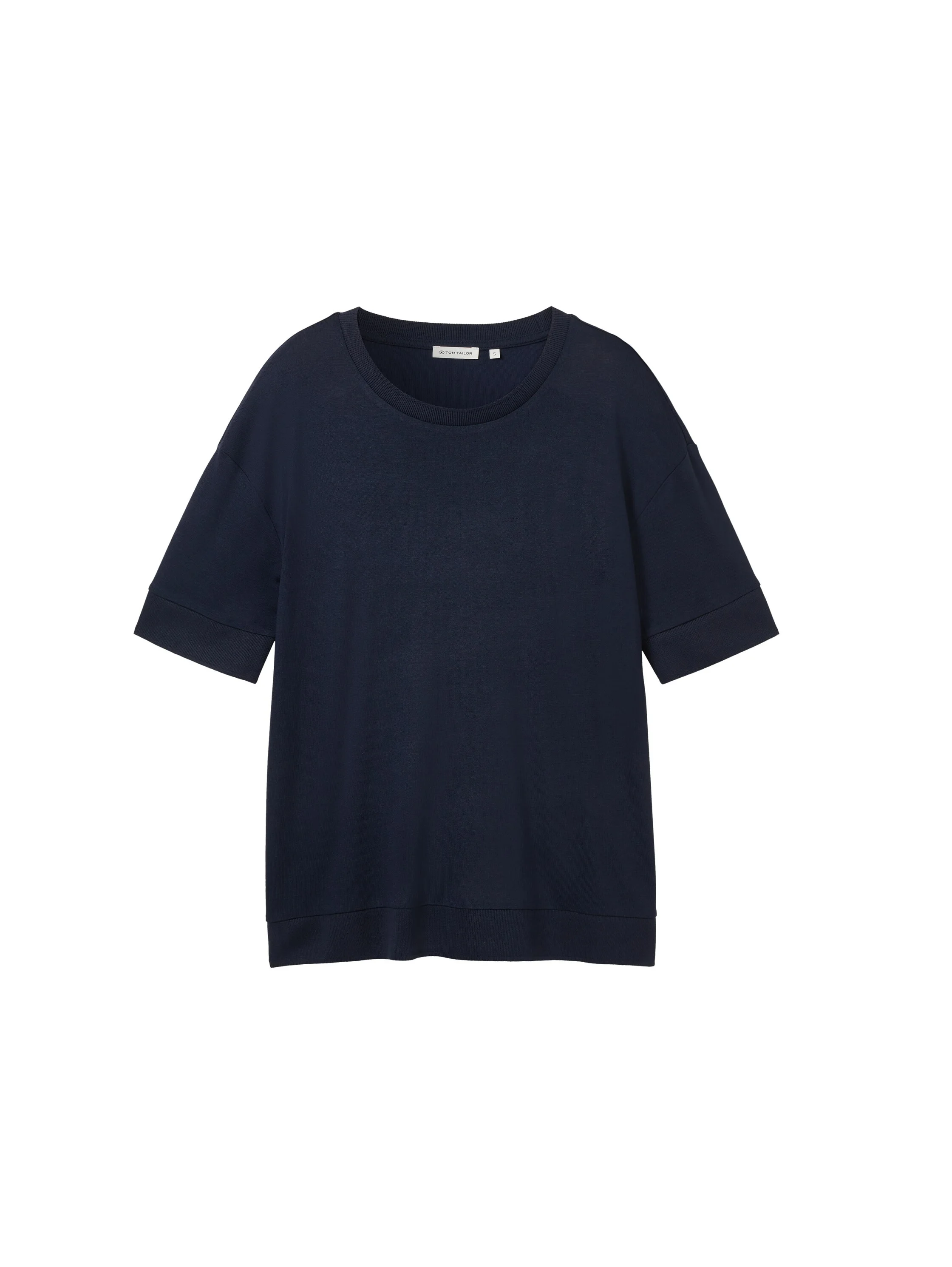 Tom Tailor - T-SHIRT WITH RIB DETAILS Tom Tailor - T-SHIRT WITH RIB DETAILS