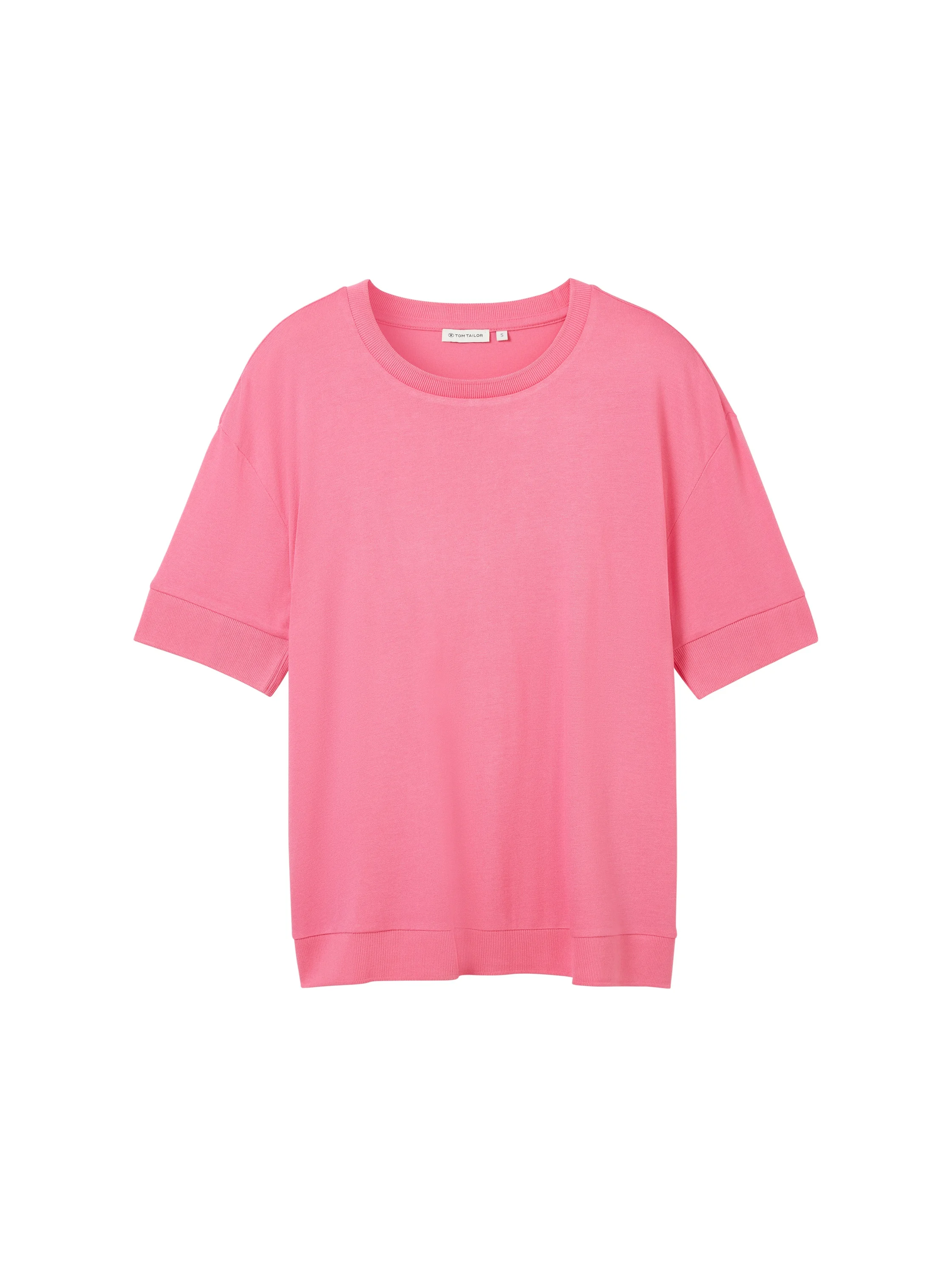 Tom Tailor - T-SHIRT WITH RIB DETAILS Tom Tailor - T-SHIRT WITH RIB DETAILS