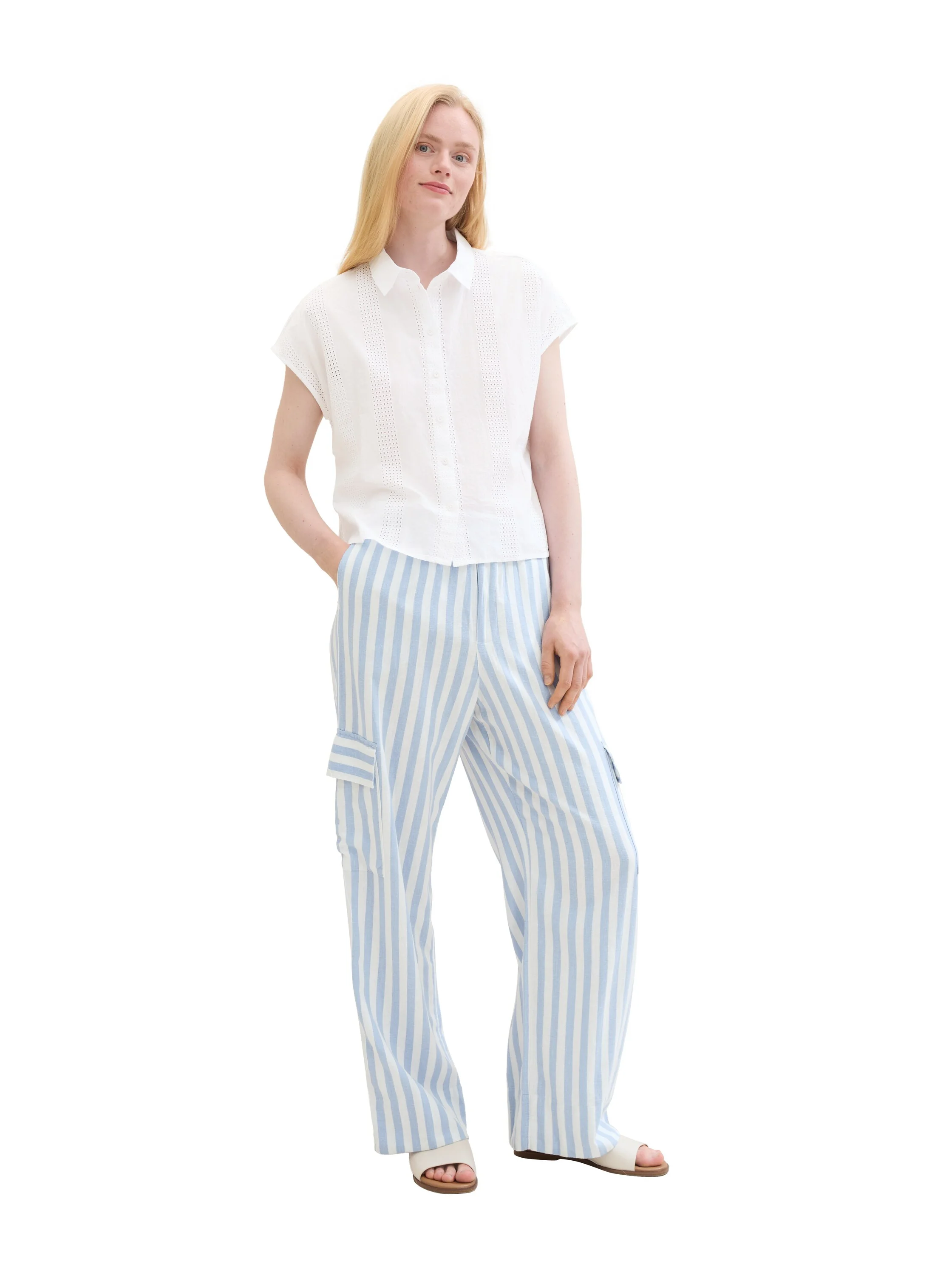 Tom Tailor - STRIPED LINEN PANTS Tom Tailor - STRIPED LINEN PANTS