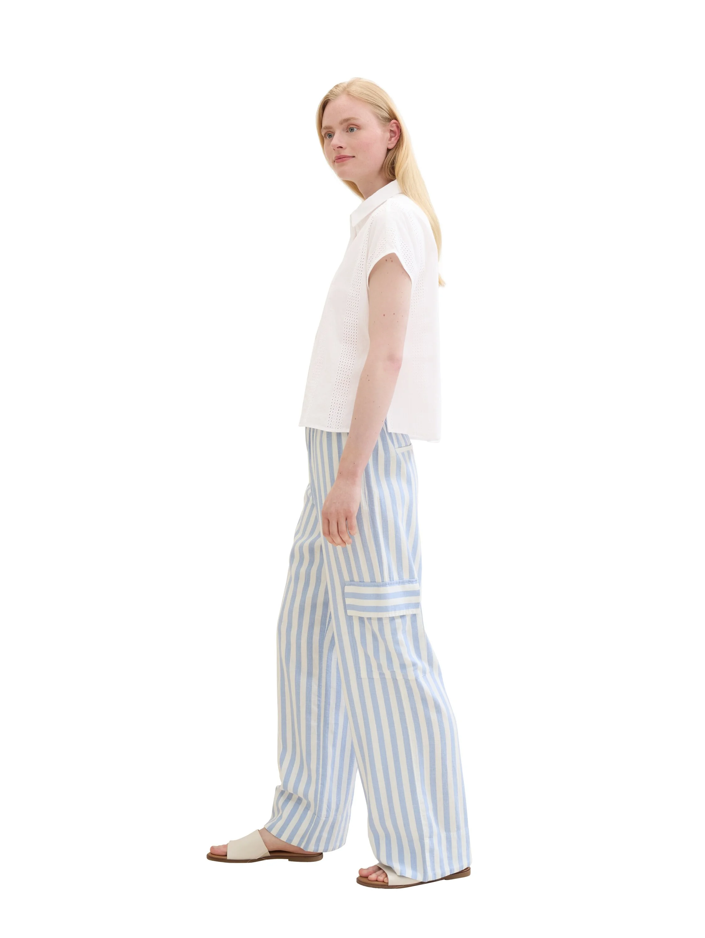Tom Tailor - STRIPED LINEN PANTS Tom Tailor - STRIPED LINEN PANTS