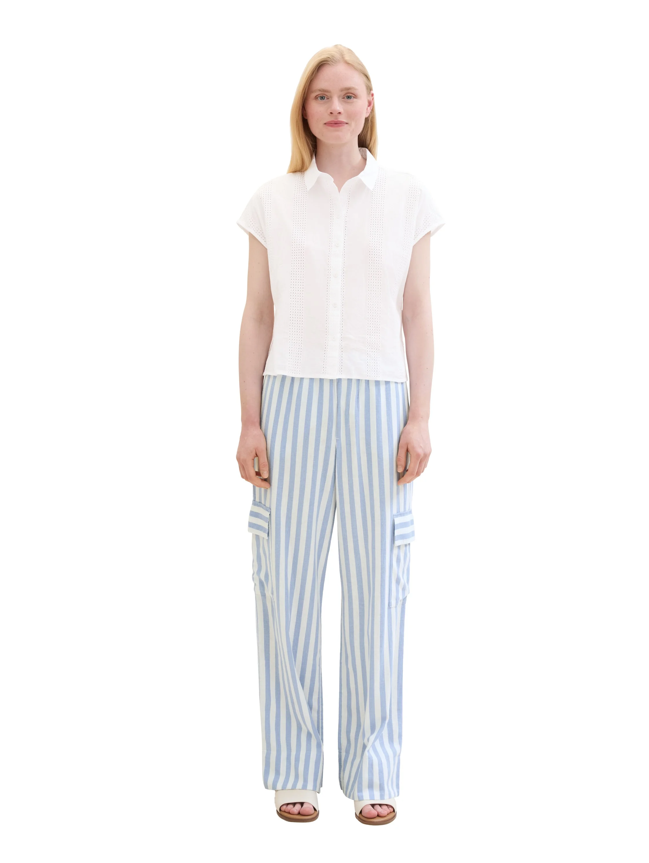 Tom Tailor - STRIPED LINEN PANTS Tom Tailor - STRIPED LINEN PANTS