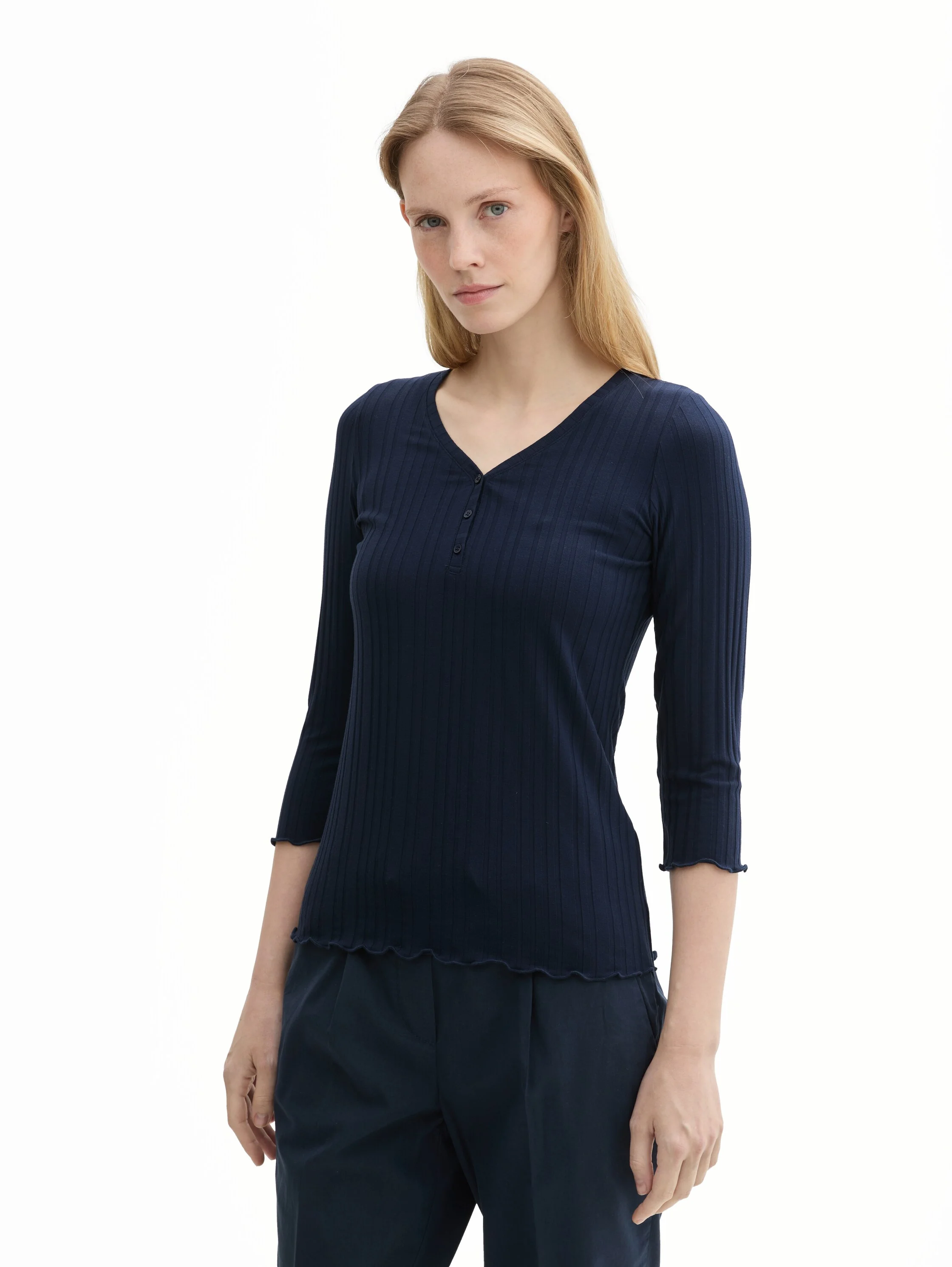 Tom Tailor - T-Shirt Rib Henley Tom Tailor - T-Shirt Rib Henley