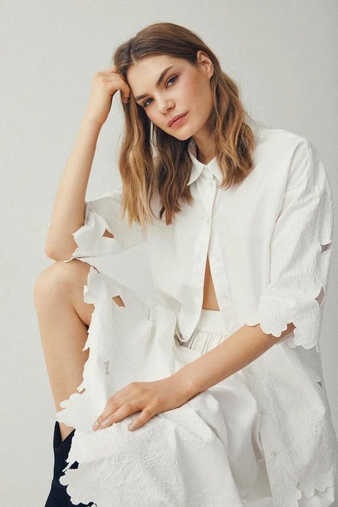 VILA - VIDOLLA 3/4 EMBROIDERY SHIRT VILA - VIDOLLA 3/4 EMBROIDERY SHIRT