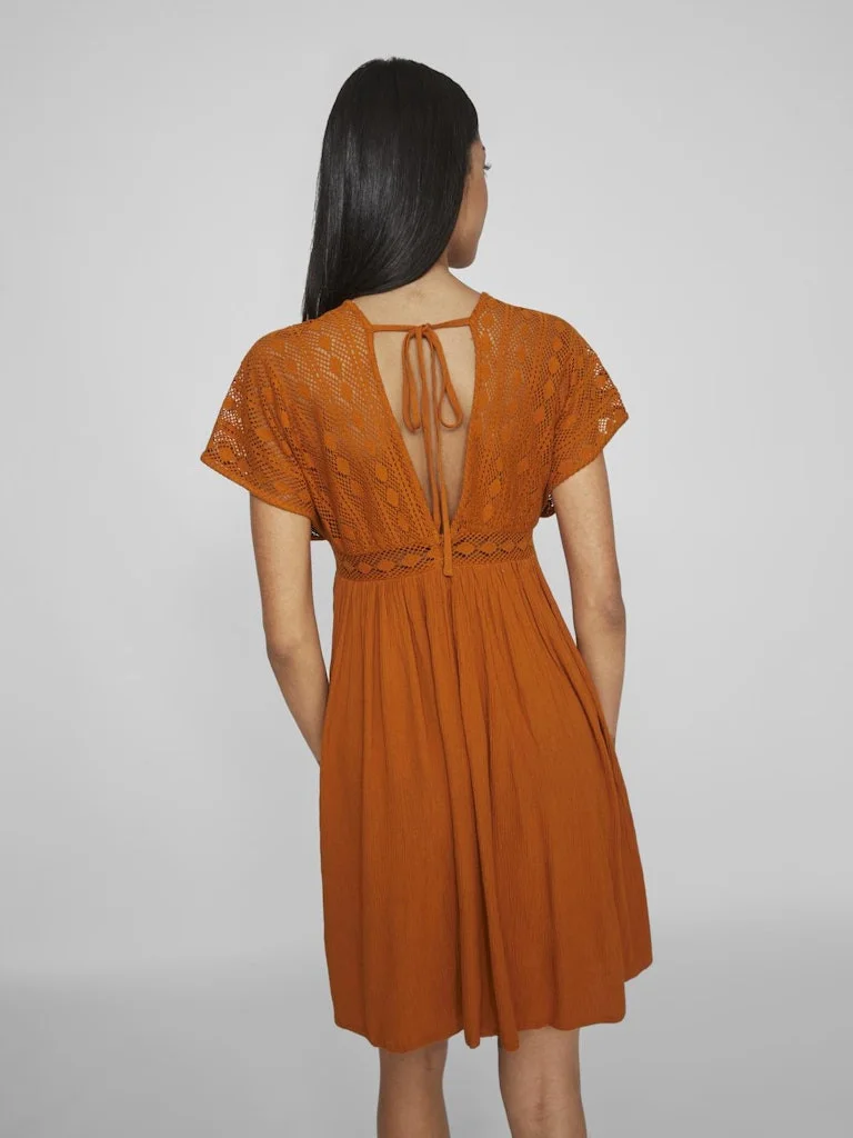 VILA - VIAMLINE V-NECK S/L SHORT DRESS VILA - VIAMLINE V-NECK S/L SHORT DRESS