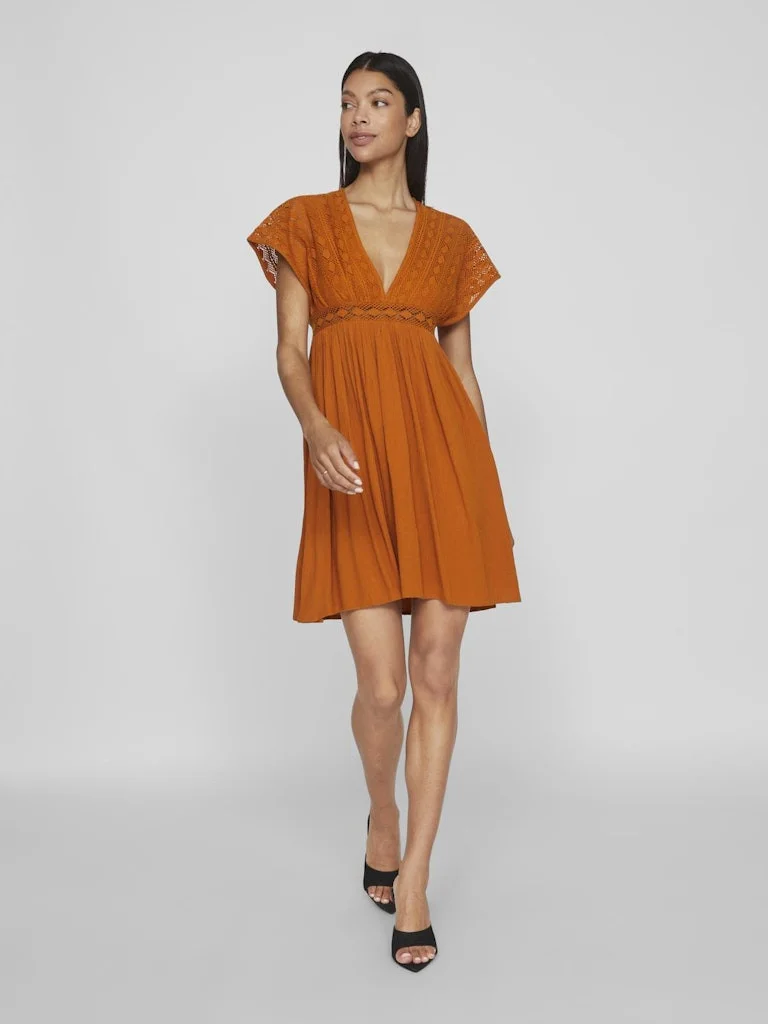VILA - VIAMLINE V-NECK S/L SHORT DRESS VILA - VIAMLINE V-NECK S/L SHORT DRESS