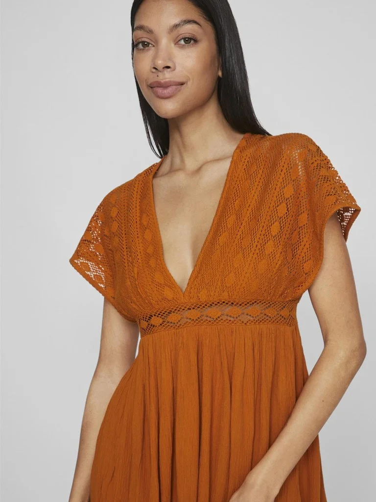 VILA - VIAMLINE V-NECK S/L SHORT DRESS VILA - VIAMLINE V-NECK S/L SHORT DRESS