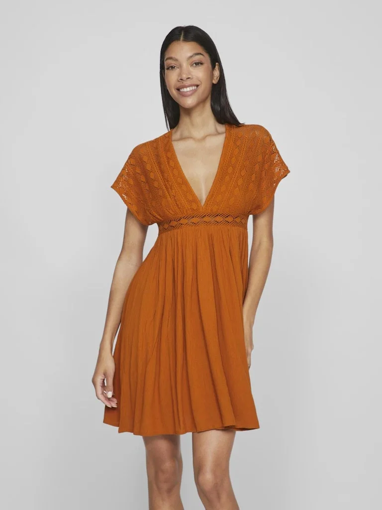 VILA - VIAMLINE V-NECK S/L SHORT DRESS VILA - VIAMLINE V-NECK S/L SHORT DRESS