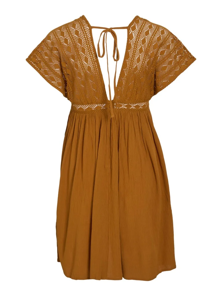 VILA - VIAMLINE V-NECK S/L SHORT DRESS VILA - VIAMLINE V-NECK S/L SHORT DRESS