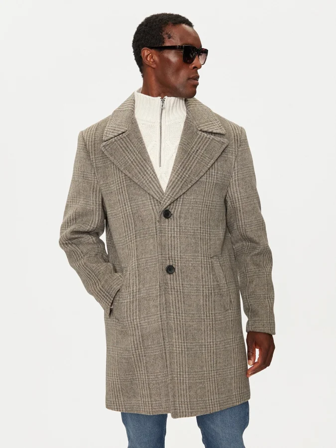 GUESS - DARIN WOOL PLAID COAT