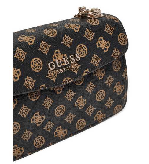 GUESS Evelune Damen-Schultertasche – Aus Kunstleder, Mit Reißverschluss, Pfingstrosen-Print, Anthrazit