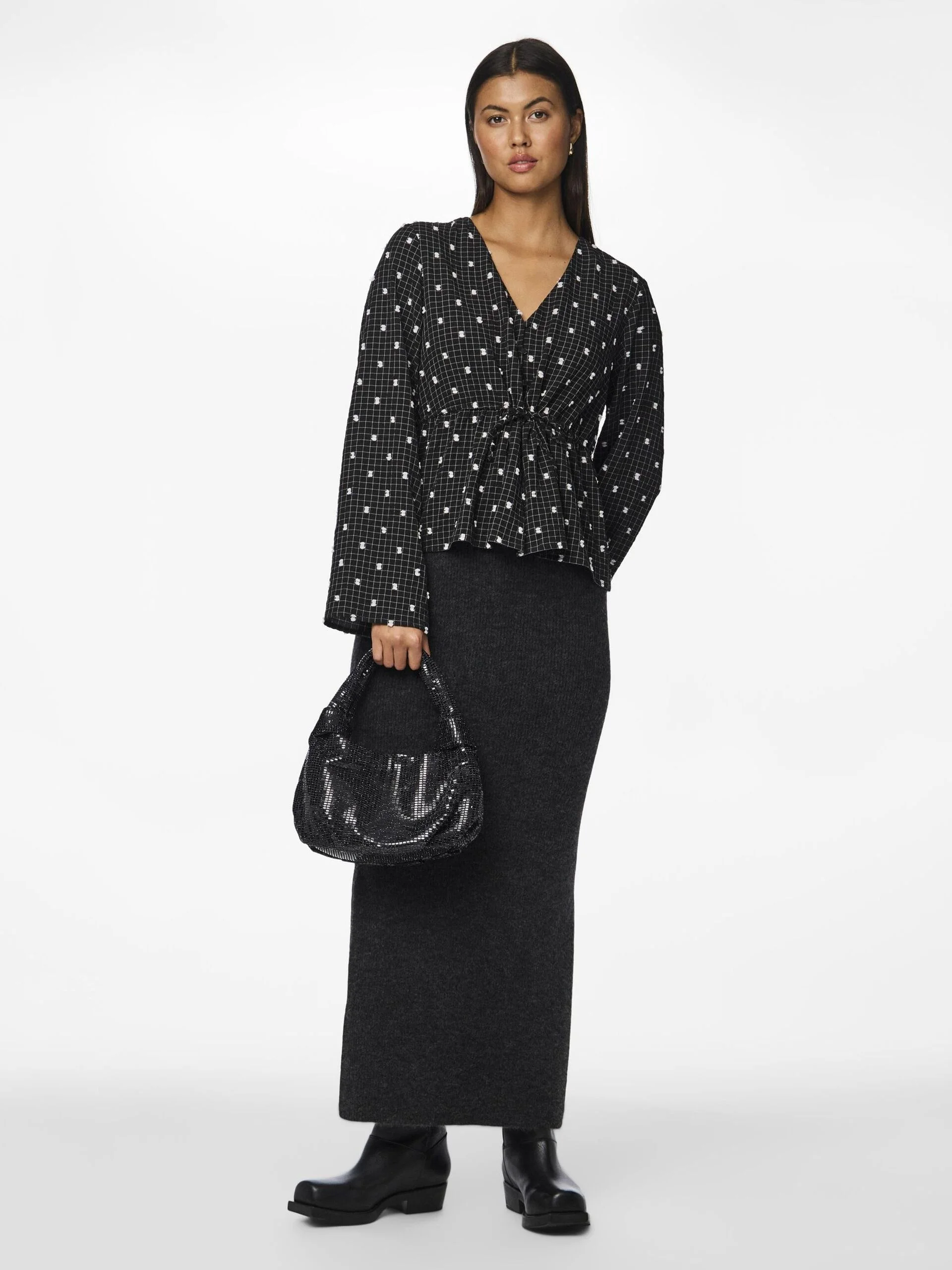 Pieces - PCNOVALEE LS TIE TOP Pieces - PCNOVALEE LS TIE TOP