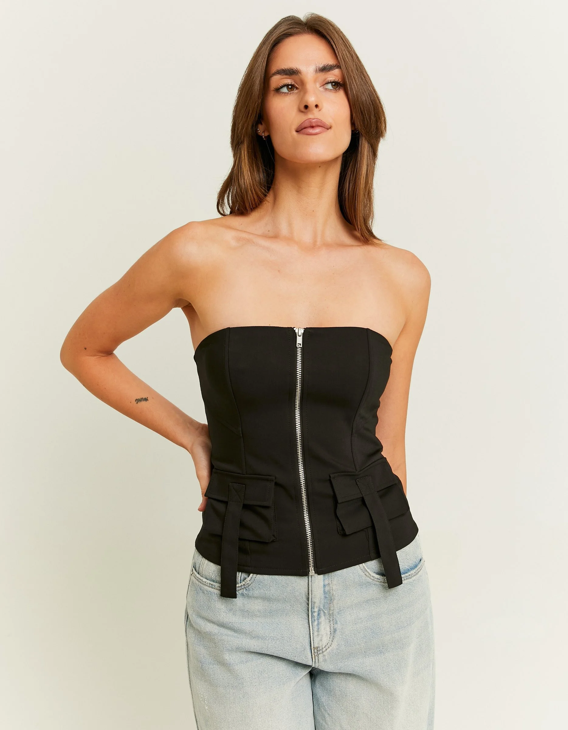Tally Weijl - Black Cargo Bandeau Top Tally Weijl - Black Cargo Bandeau Top