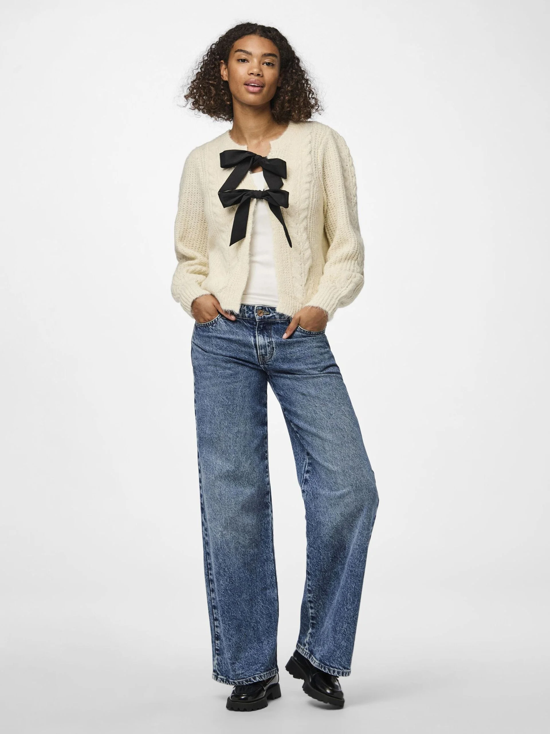 Pieces - PCROW LS O-NECK BOW KNIT BC Pieces - PCROW LS O-NECK BOW KNIT BC