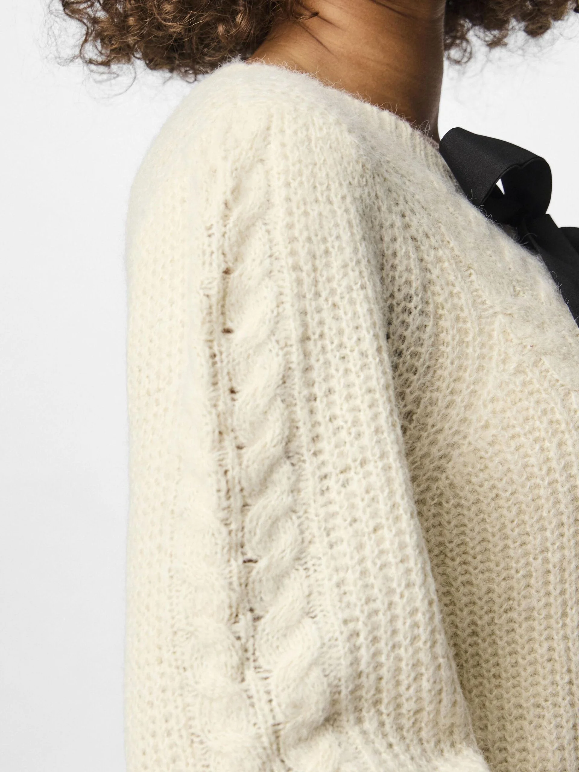 Pieces - PCROW LS O-NECK BOW KNIT BC Pieces - PCROW LS O-NECK BOW KNIT BC
