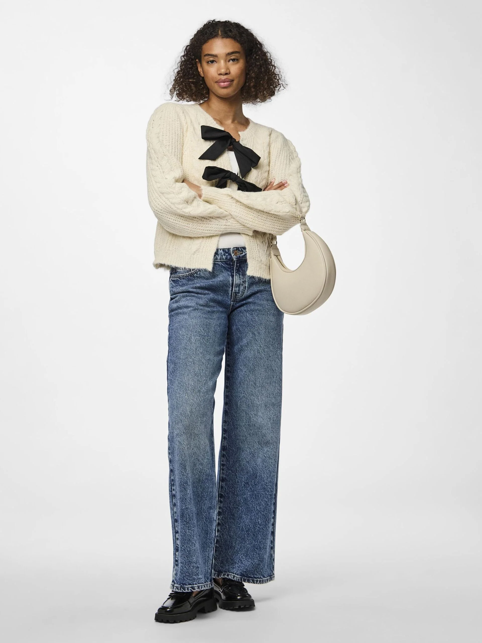 Pieces - PCROW LS O-NECK BOW KNIT BC Pieces - PCROW LS O-NECK BOW KNIT BC