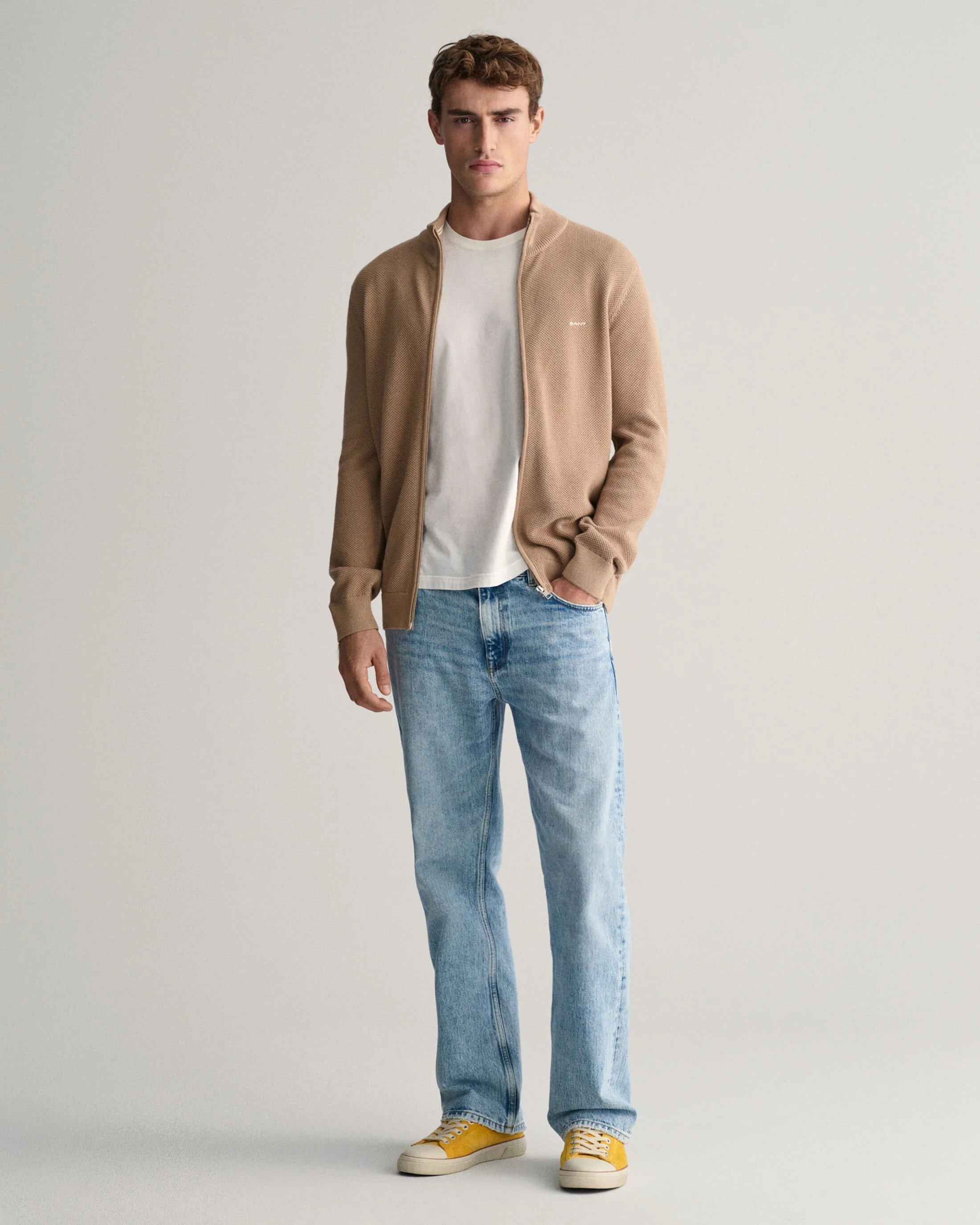 Gant - COTTON PIQUE ZIP CARDIGAN Gant - COTTON PIQUE ZIP CARDIGAN