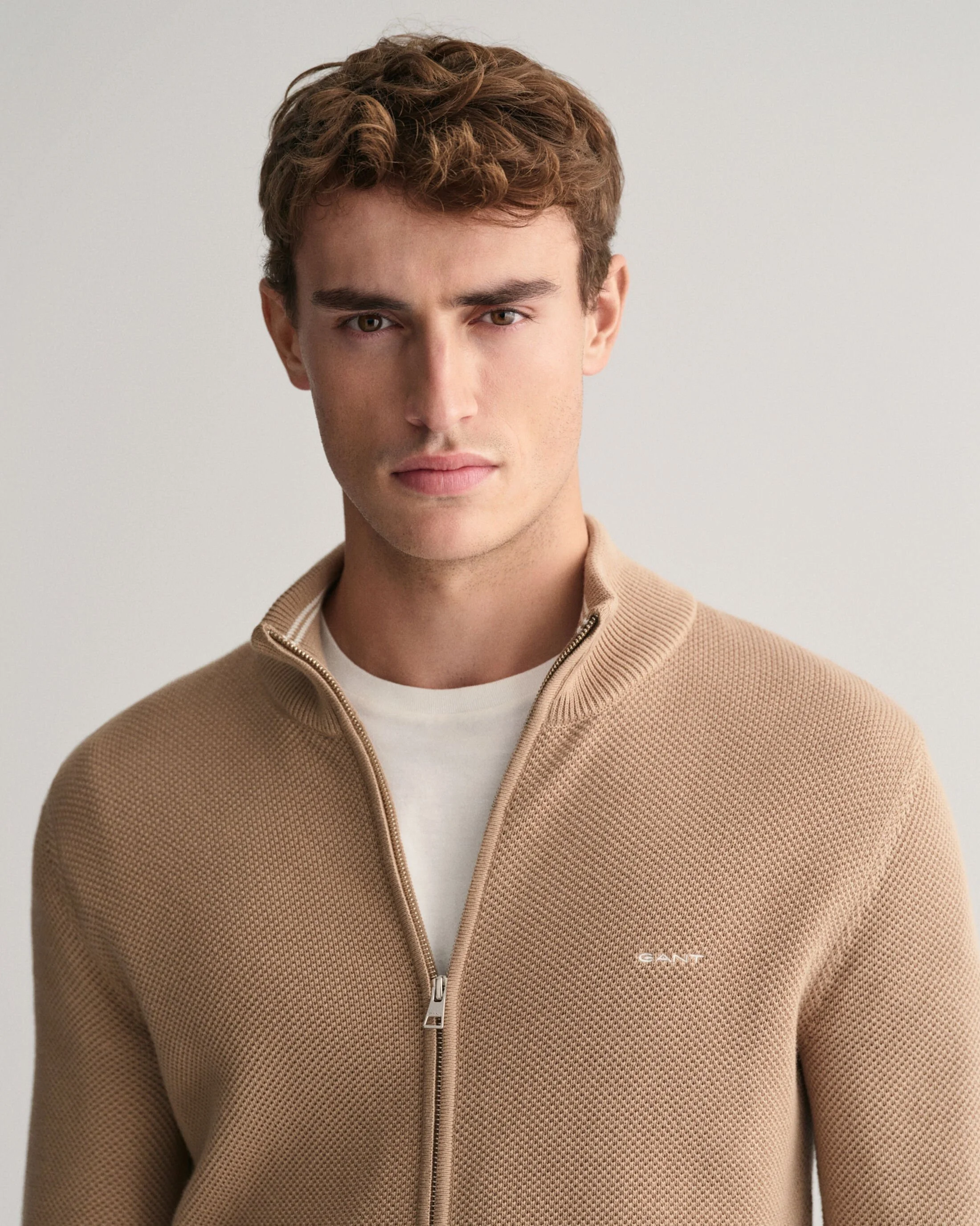 Gant - COTTON PIQUE ZIP CARDIGAN Gant - COTTON PIQUE ZIP CARDIGAN