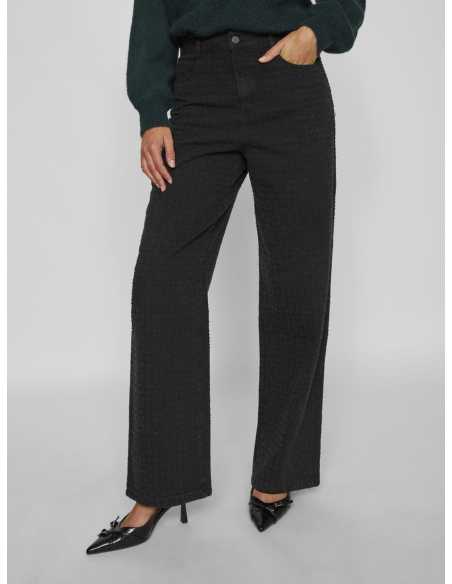 VILA - VIANY HW WIDE DETAIL JEANS BLACK ZOA Length 30 Waist