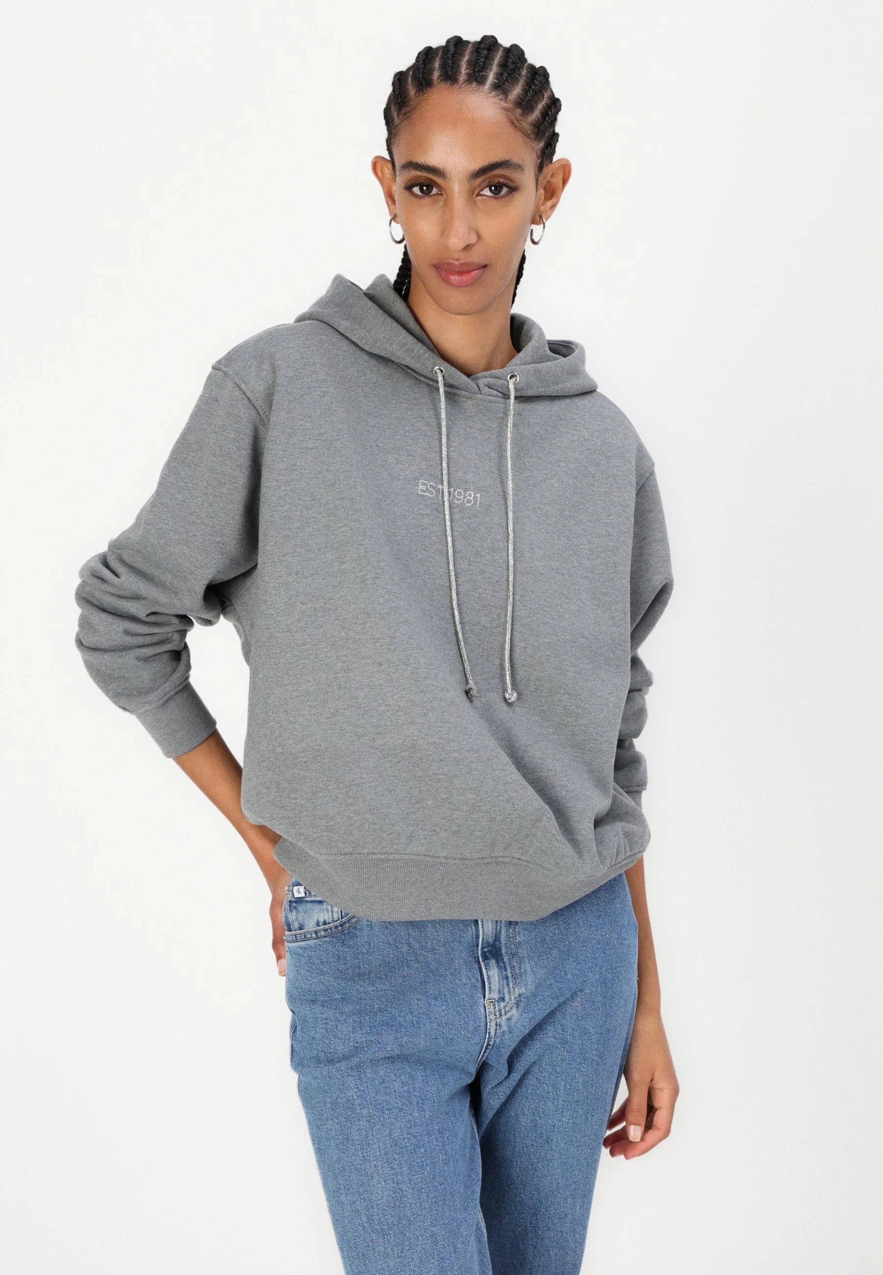 GUESS - HOODIE SHINY CORD SWEATSHIRT GUESS - HOODIE SHINY CORD SWEATSHIRT